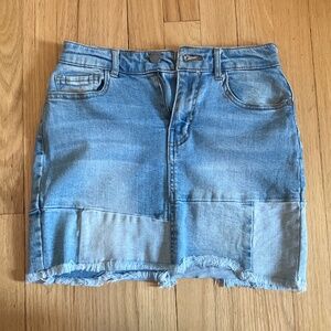 S Black label denim mini skirt frayed